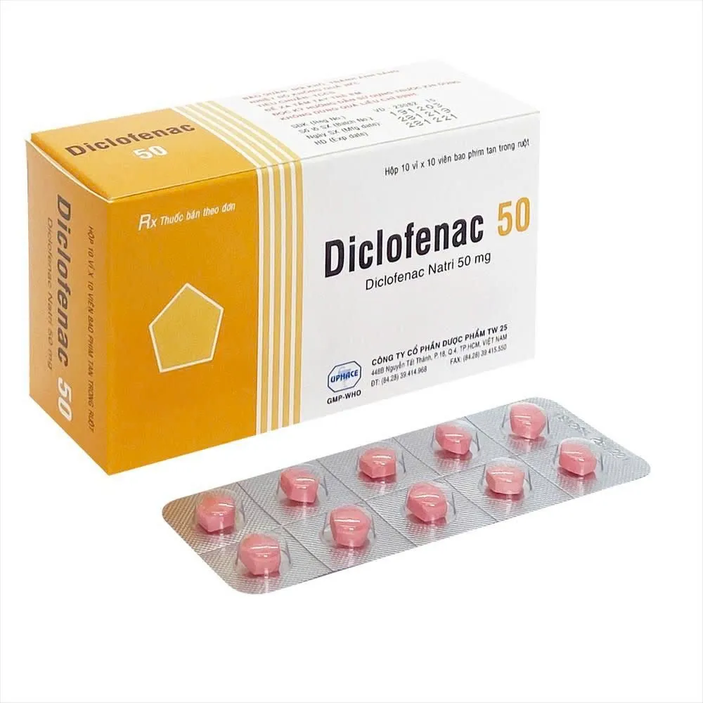 Diclofenac 50mg vỉ TW 25 (H/100v)  – Giảm đau, chống viêm nhanh và hiệu quả